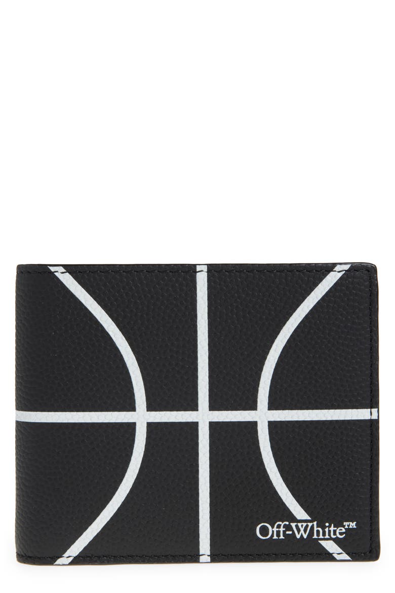 Basketball Leather Bifold Wallet, Main, color, BLACK - WHITE