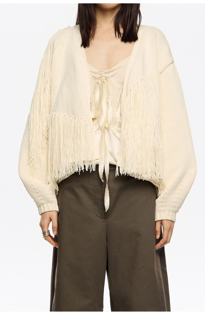 Bimba y Lola Fringed Knit Cardigan, Main, color, 