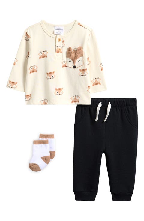 Woodland Fox Top, Joggers & Socks Set (Baby)