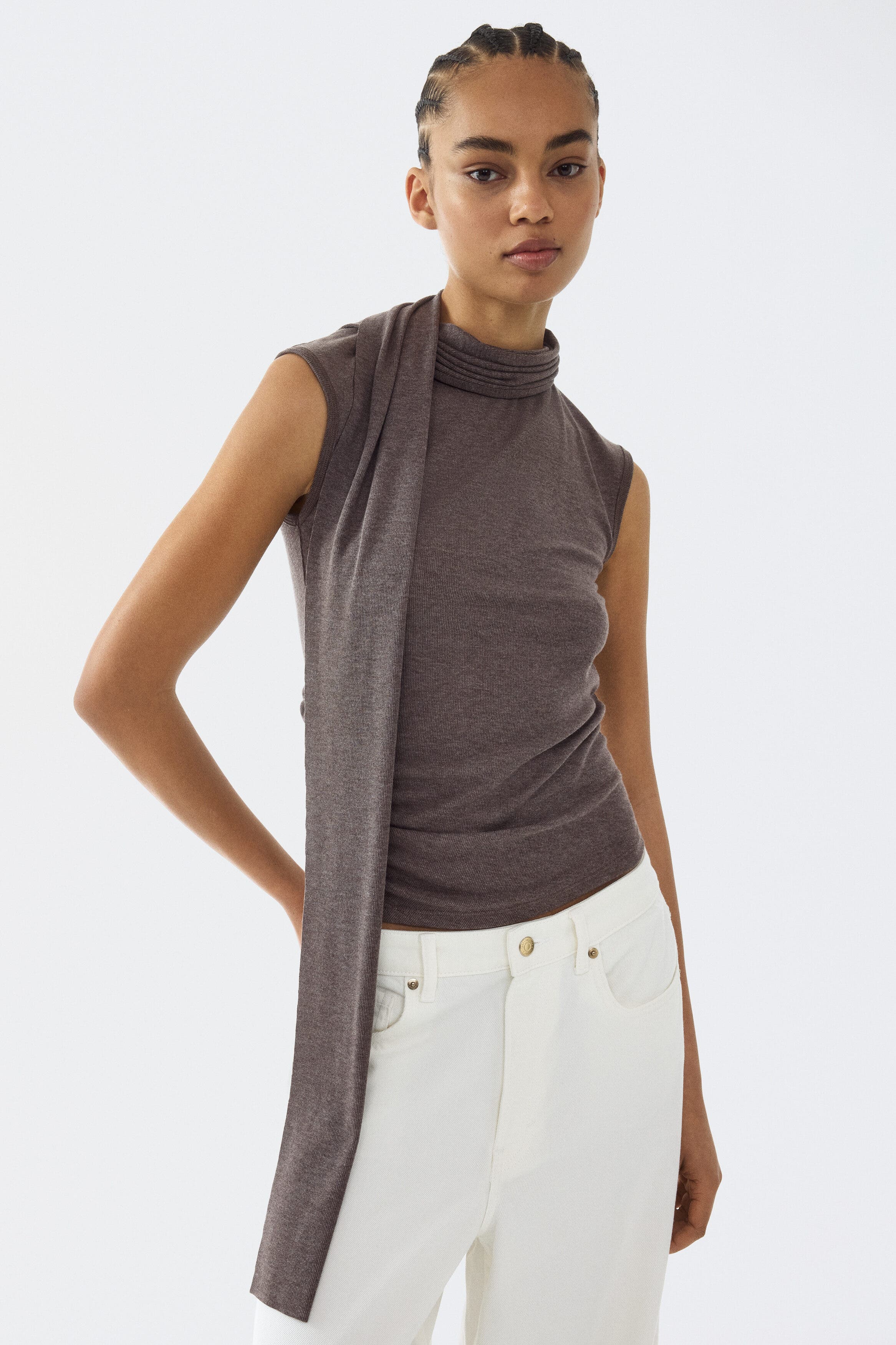 Scarf-collar Top - image 4