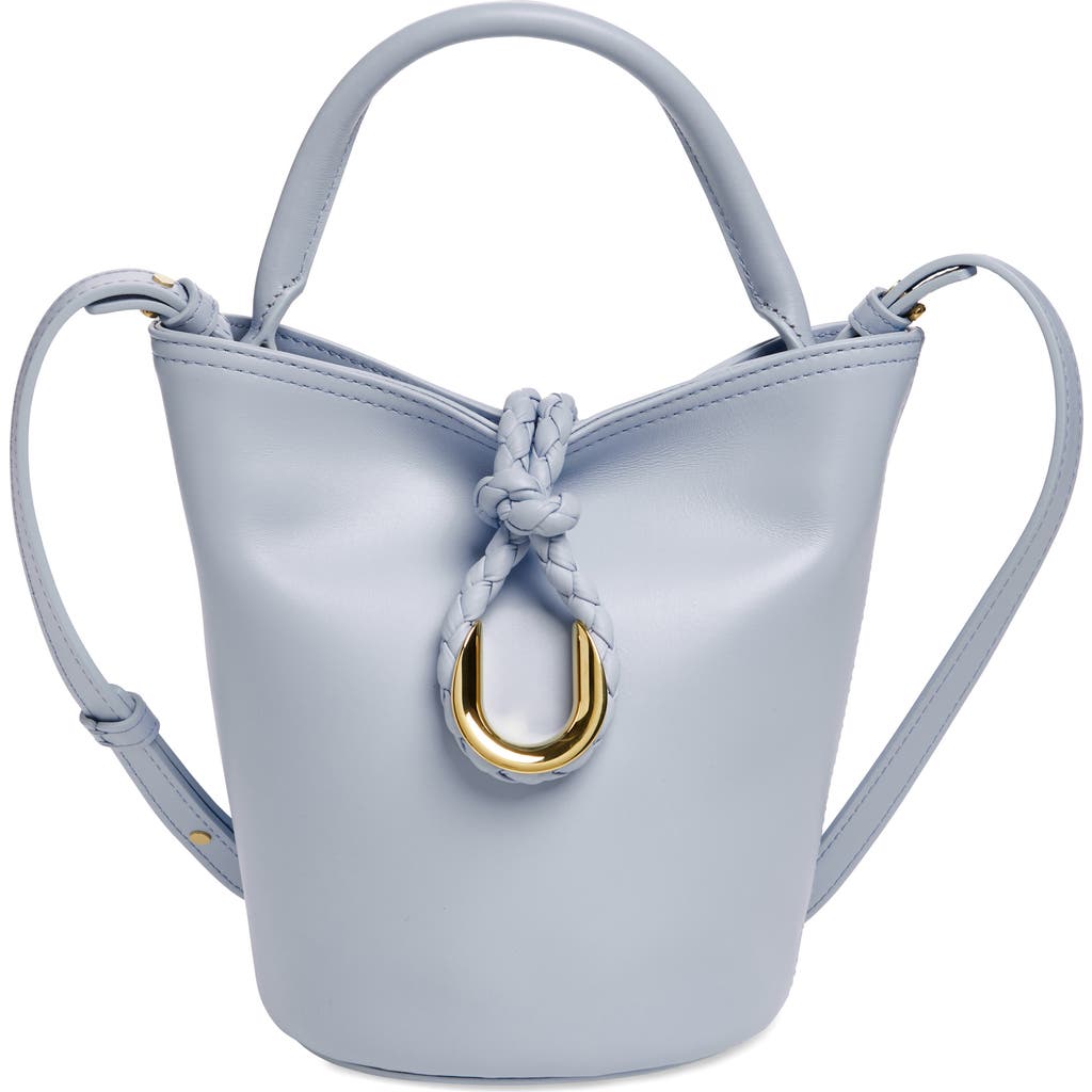 Shop Bottega Veneta Mini Liberta Leather Bucket Bag In 1441 Lunar-m Brass