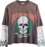 DIET STARTS MONDAY Double Layer Skull Graphic T-Shirt