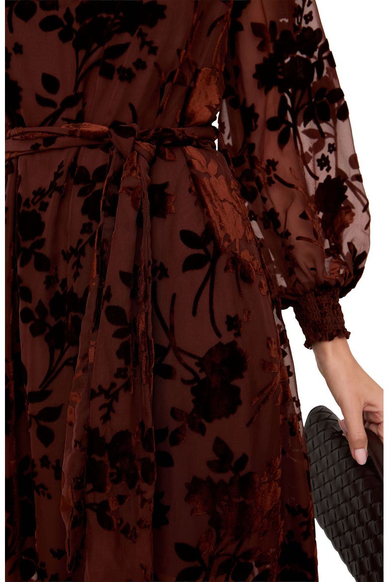 Brezze High Neck Velvet Burnout Mini Dress, Alternate, color, Black