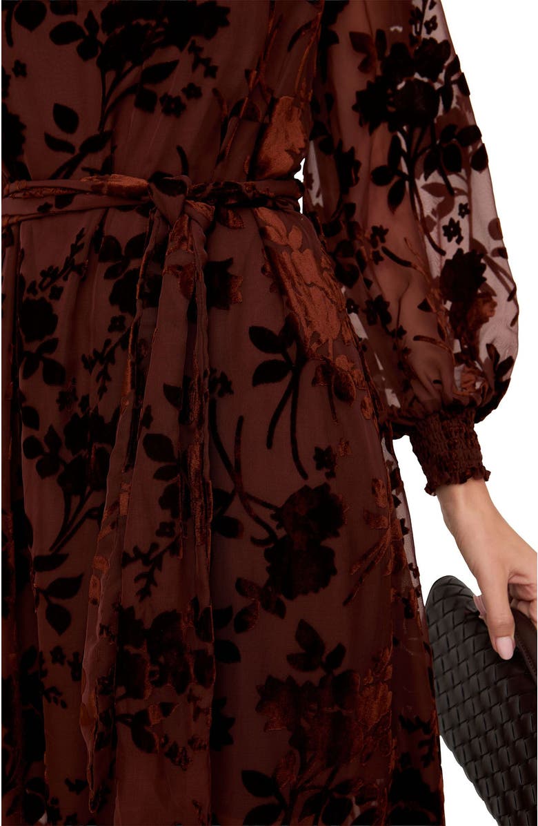 Lily and Lionel London Brezze High Neck Velvet Burnout Mini Dress, Alternate, color, Black