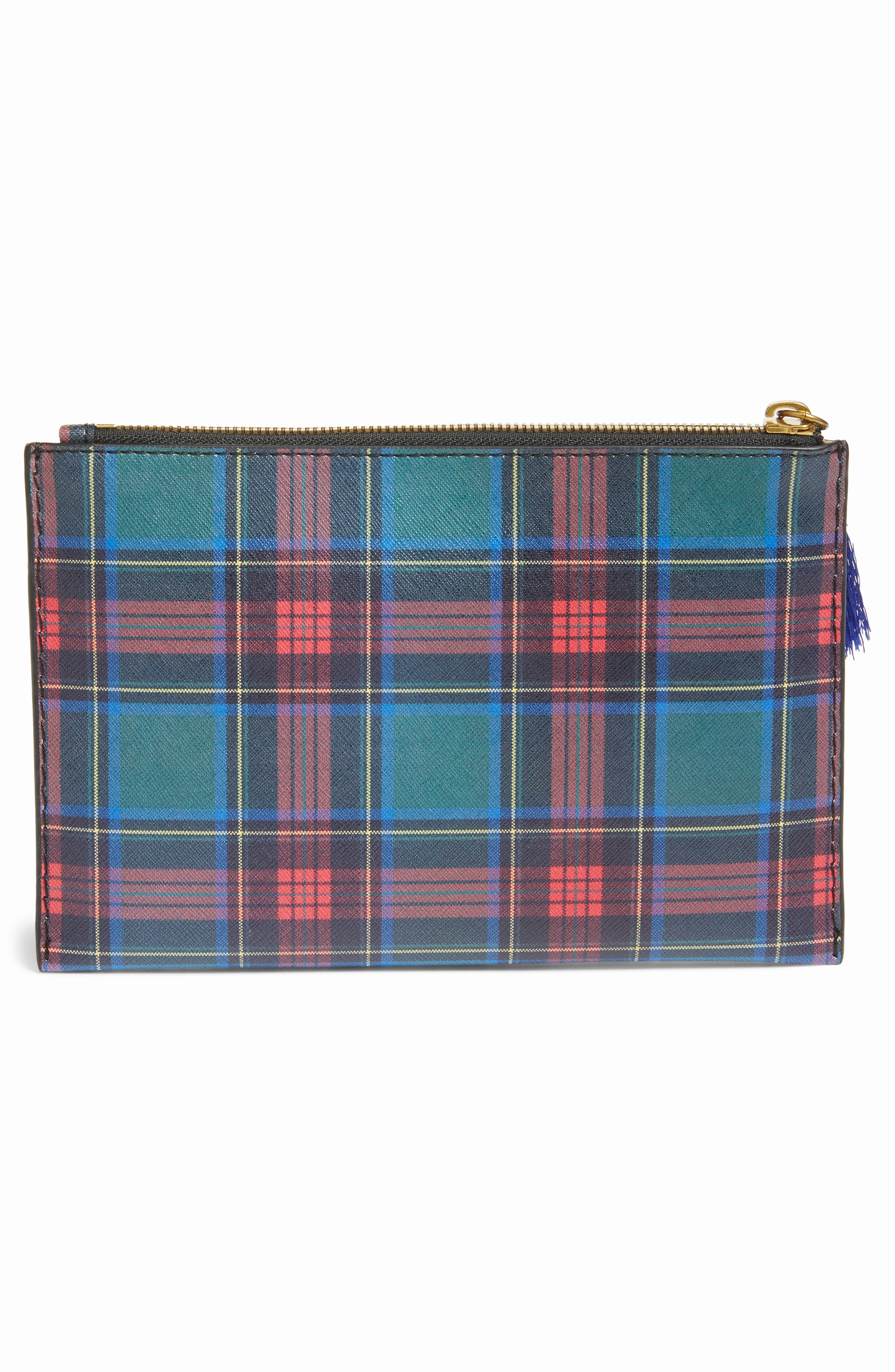 Medium Plaid Print Pouch, Alternate, color, FOREST PLAID
