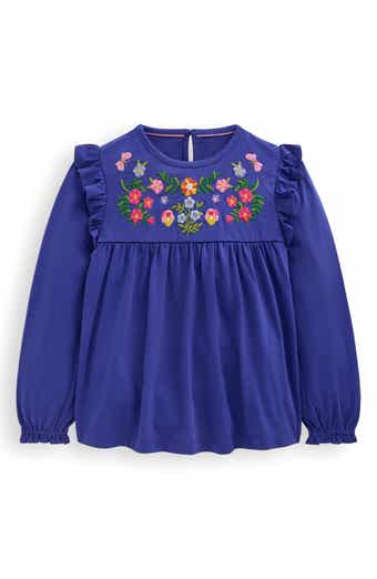 Mini Boden Kids' Floral Embroidered Cotton Top