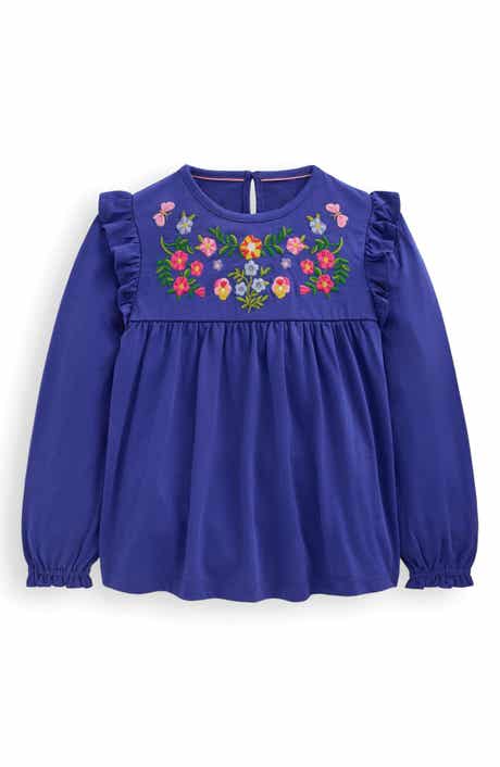 Mini Boden Kids' Floral Embroidered Cotton Top