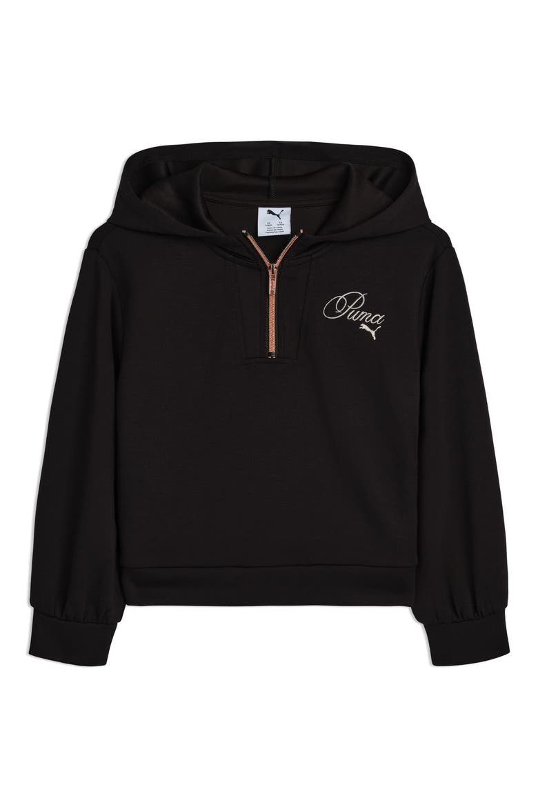 Kids' Bow Society Half Zip Hoodie, Main, color, BLACK