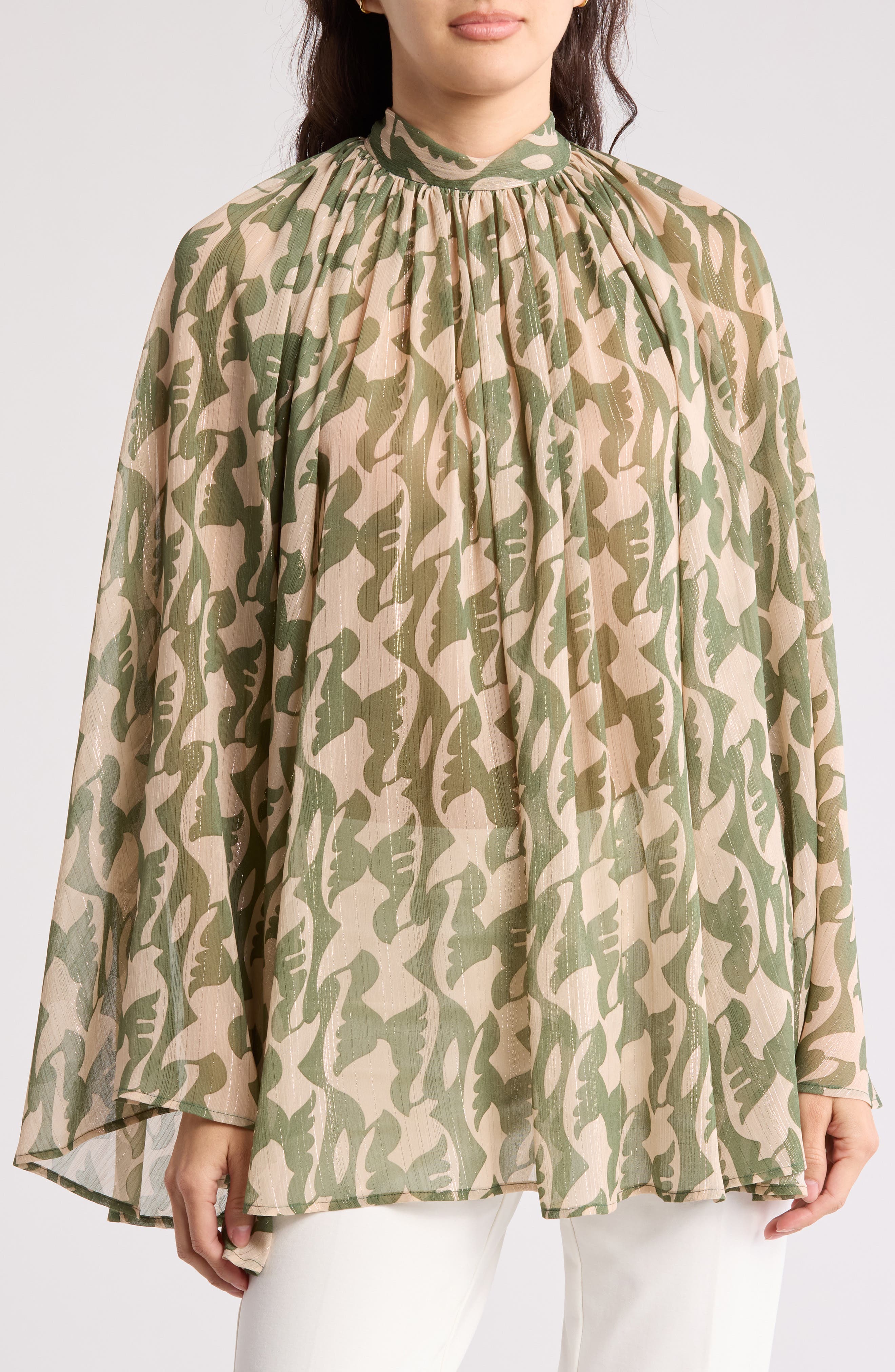 Renee C Bell Sleeve Mesh Top