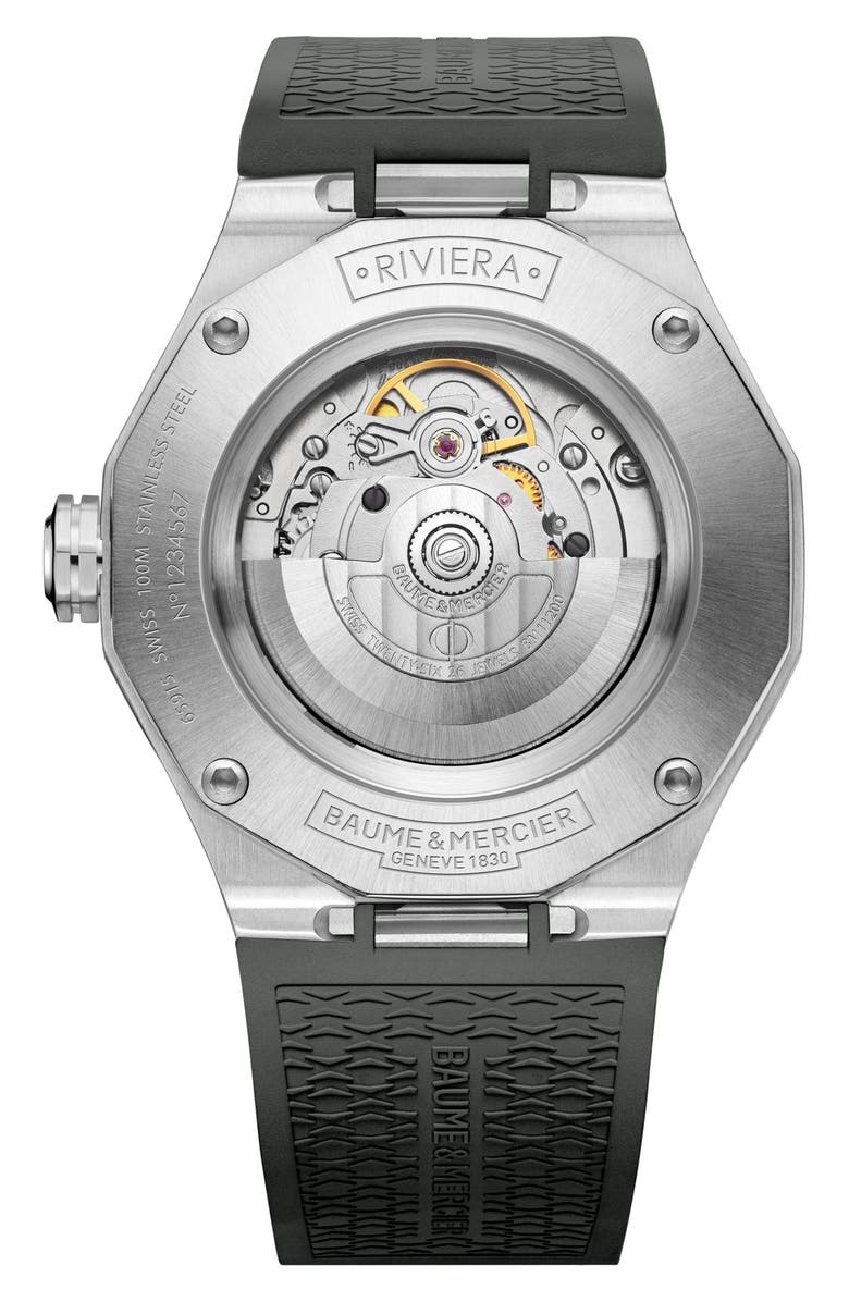 Baume & Mercier Riviera 10660 Automatic Rubber Strap Watch, 42mm, Alternate, color,