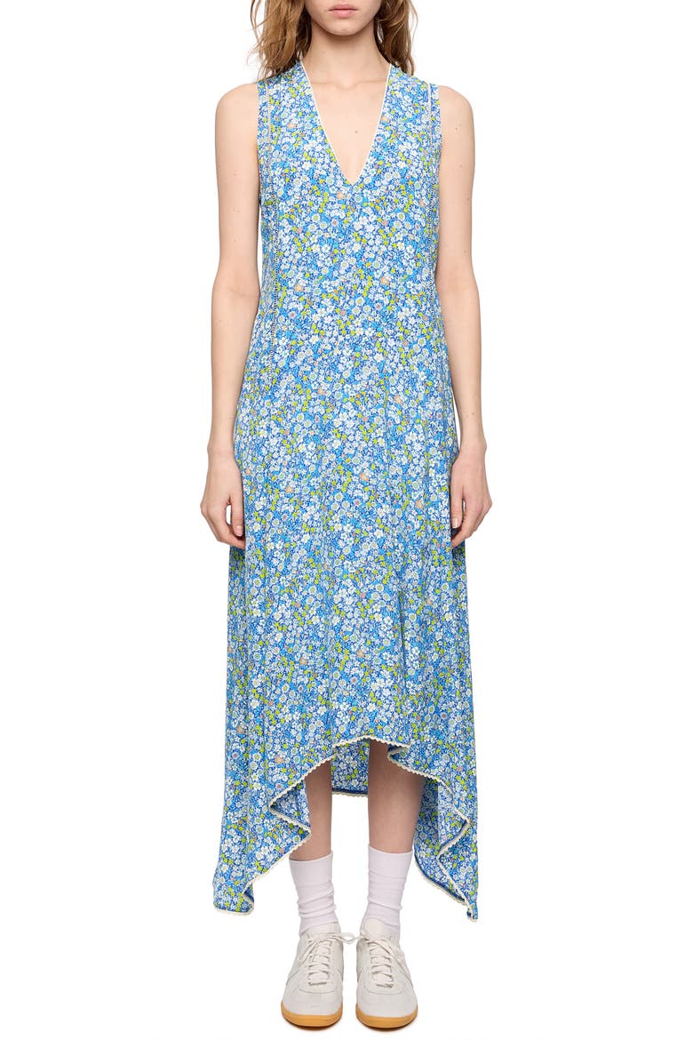 Rerol Floral Sharkbite Hem Dress, Main, color, PEAR
