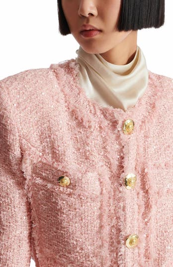 Balmain Sequinned Tweed Edge-To-Edge Jacket | Nordstrom