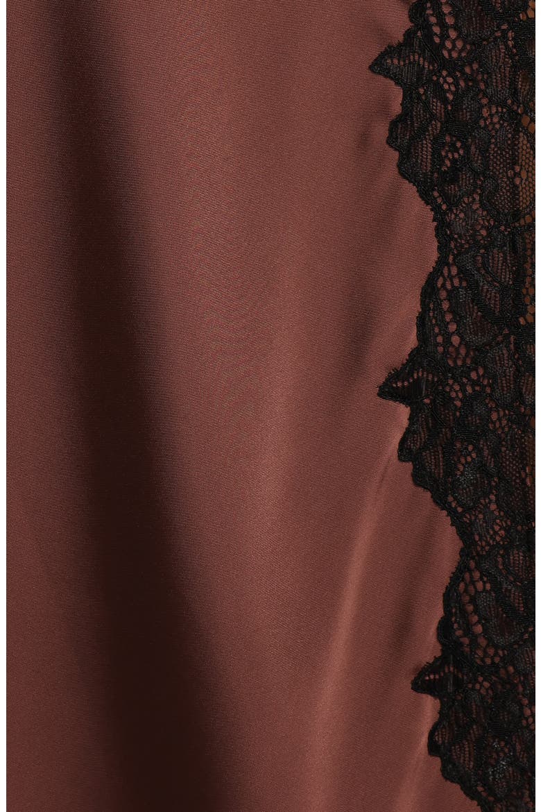 Theoni Lace Trim Slit Midi Skirt, Alternate, color, BROWN