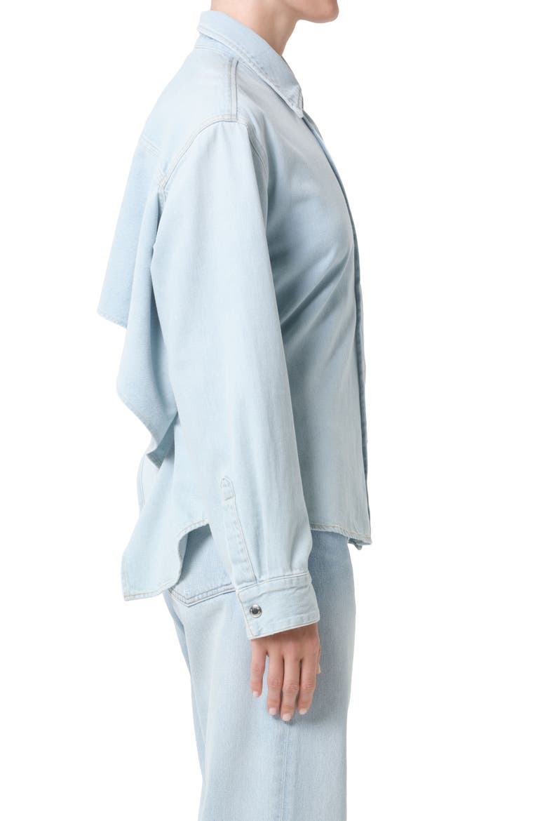 Theo Flutter Denim Shirt, Alternate, color, LINK (LIGHT PALE TINTED IND)