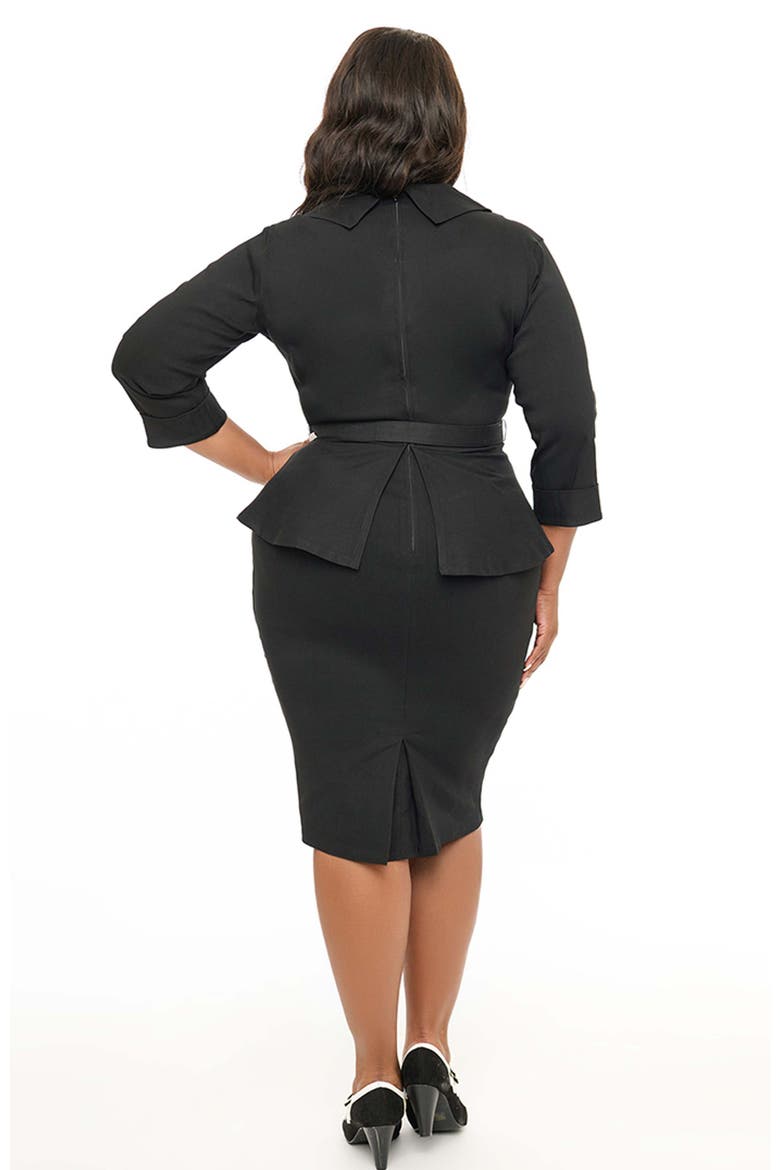 Plus Size Peplum Cooper Suit Pencil Dress, Alternate, color, Black