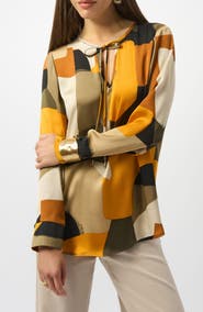 Joseph Ribkoff Abstract Print Recycled Satin Top