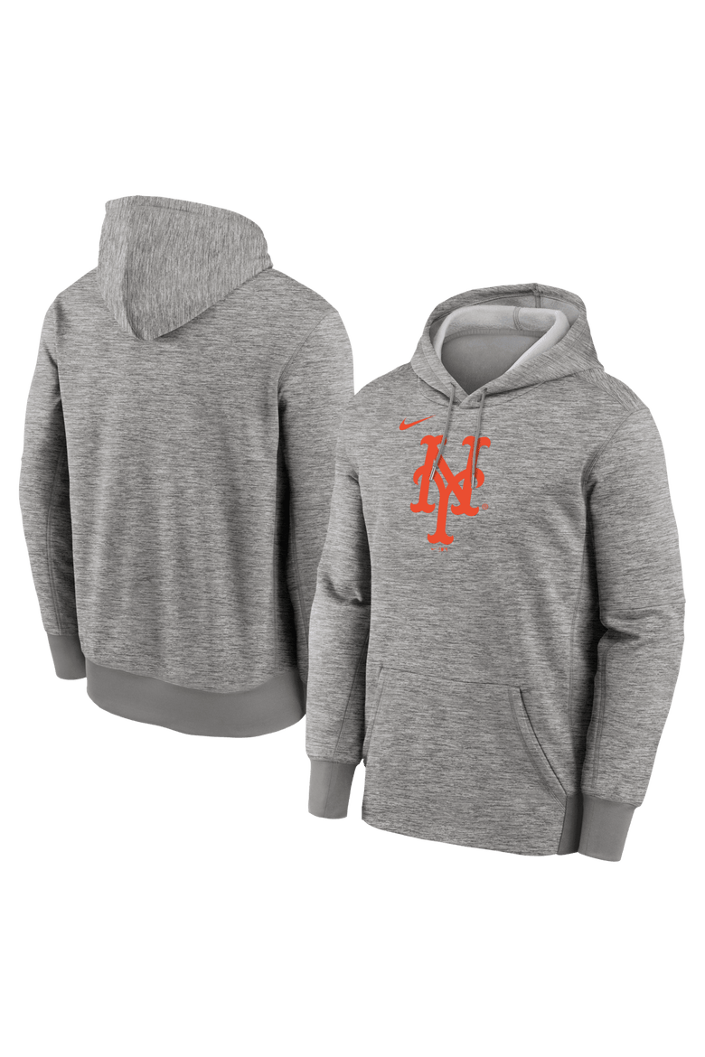 Men's Nike Heather Gray New York Mets Primary Logo Therma Hoodie, Main, color, Heather Gray