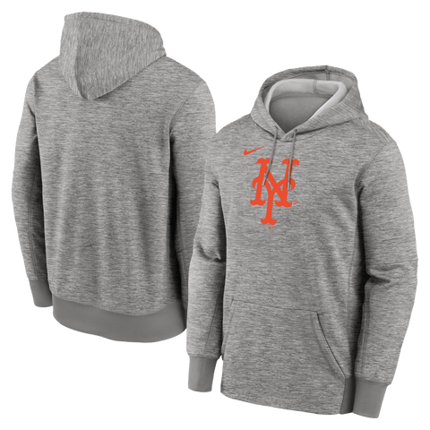 Men's Nike Heather Gray New York Mets Primary Logo Therma Hoodie