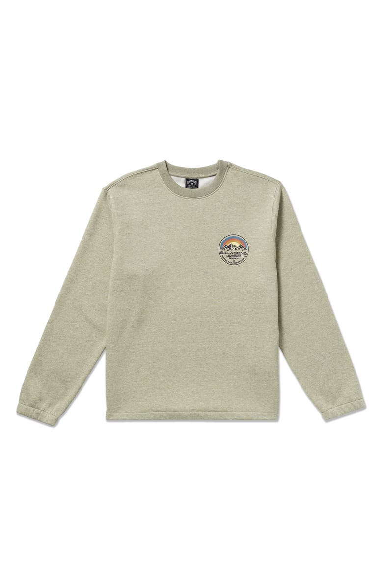 Billabong Compass Crewneck Fleece Graphic Sweatshirt, Alternate, color, Sage Heather