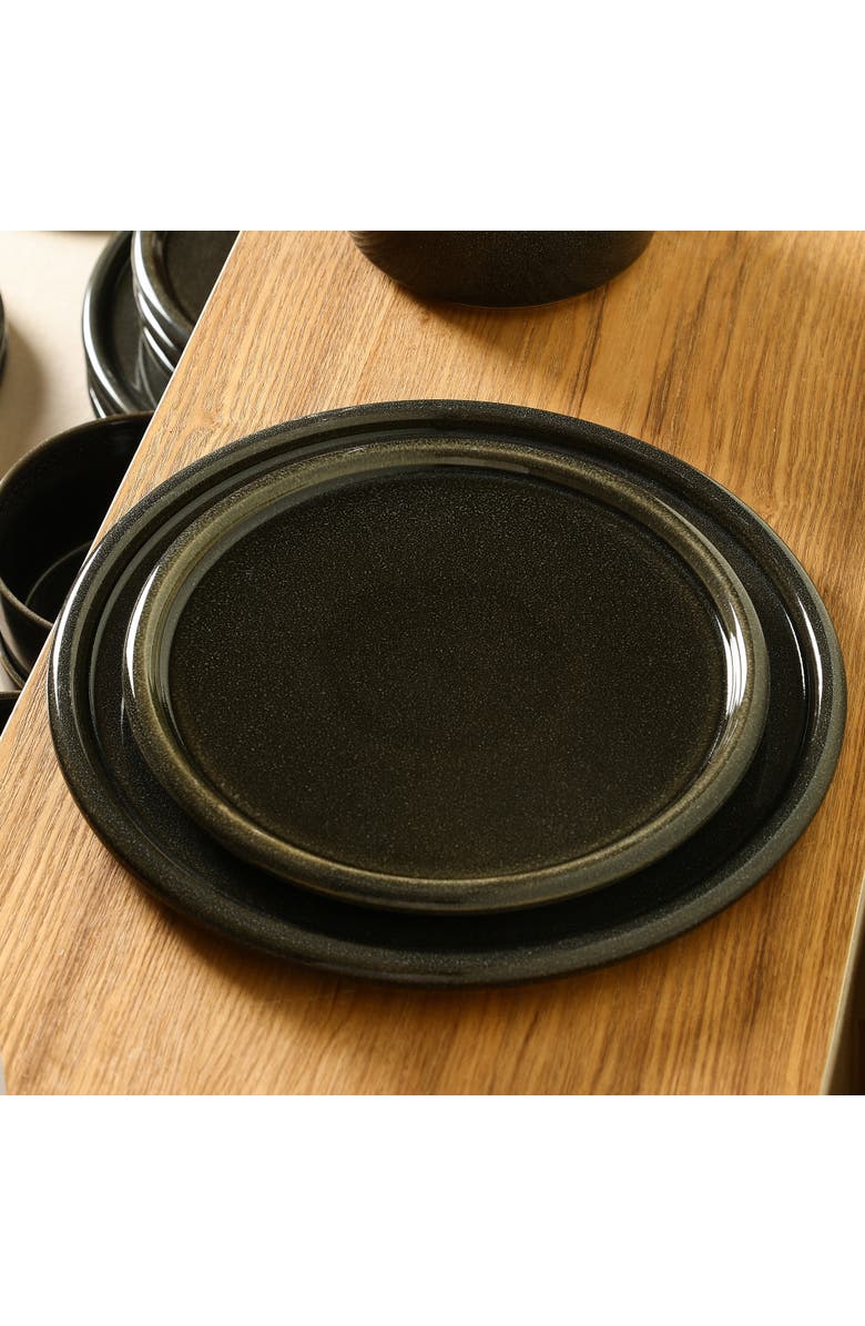 Stone Lain Eden Stoneware 4-Piece Dinner Plate Set, Alternate, color, Charcoal Grey