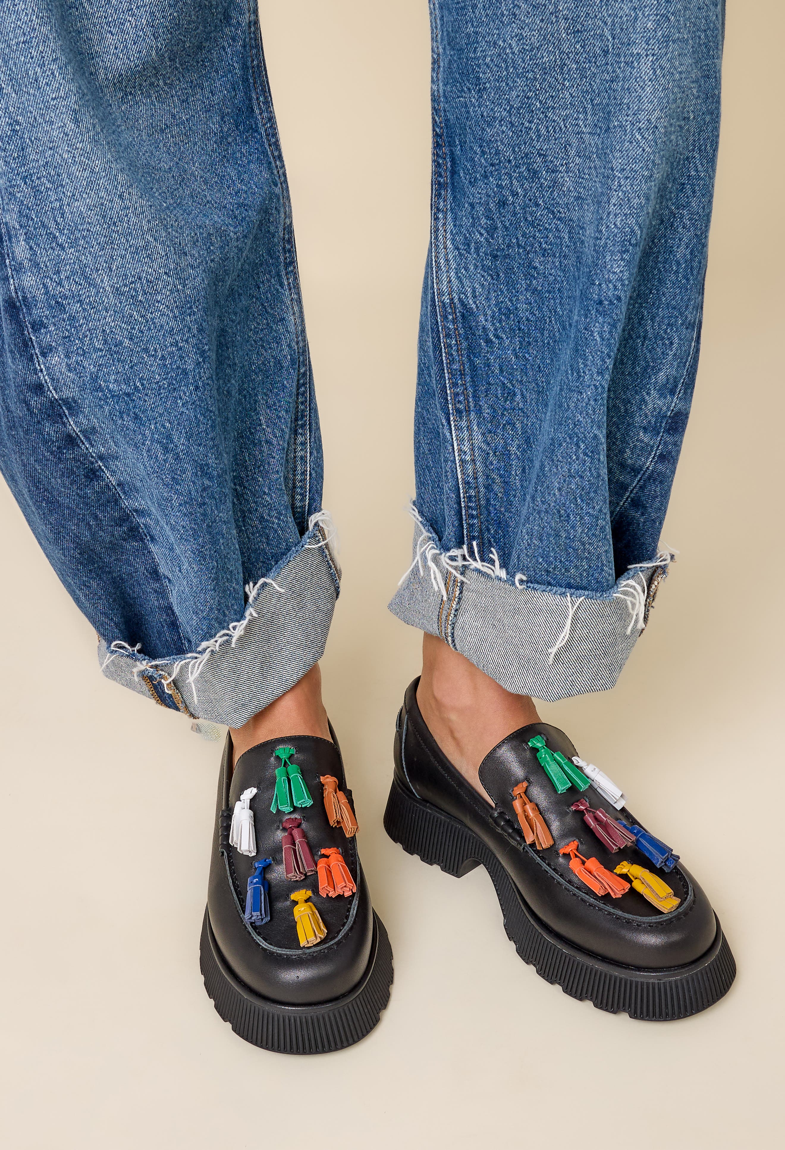 Charlotte Stone Chandler Tasseled Lug Sole Loafer, Alternate, color, 