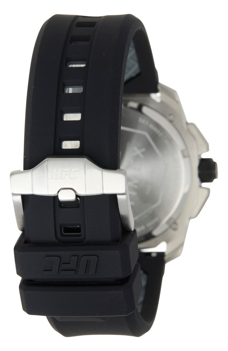 Timex<sup>®</sup> UFC Icon Chronograph Silicone Strap Watch, 45mm, Alternate, color, Black