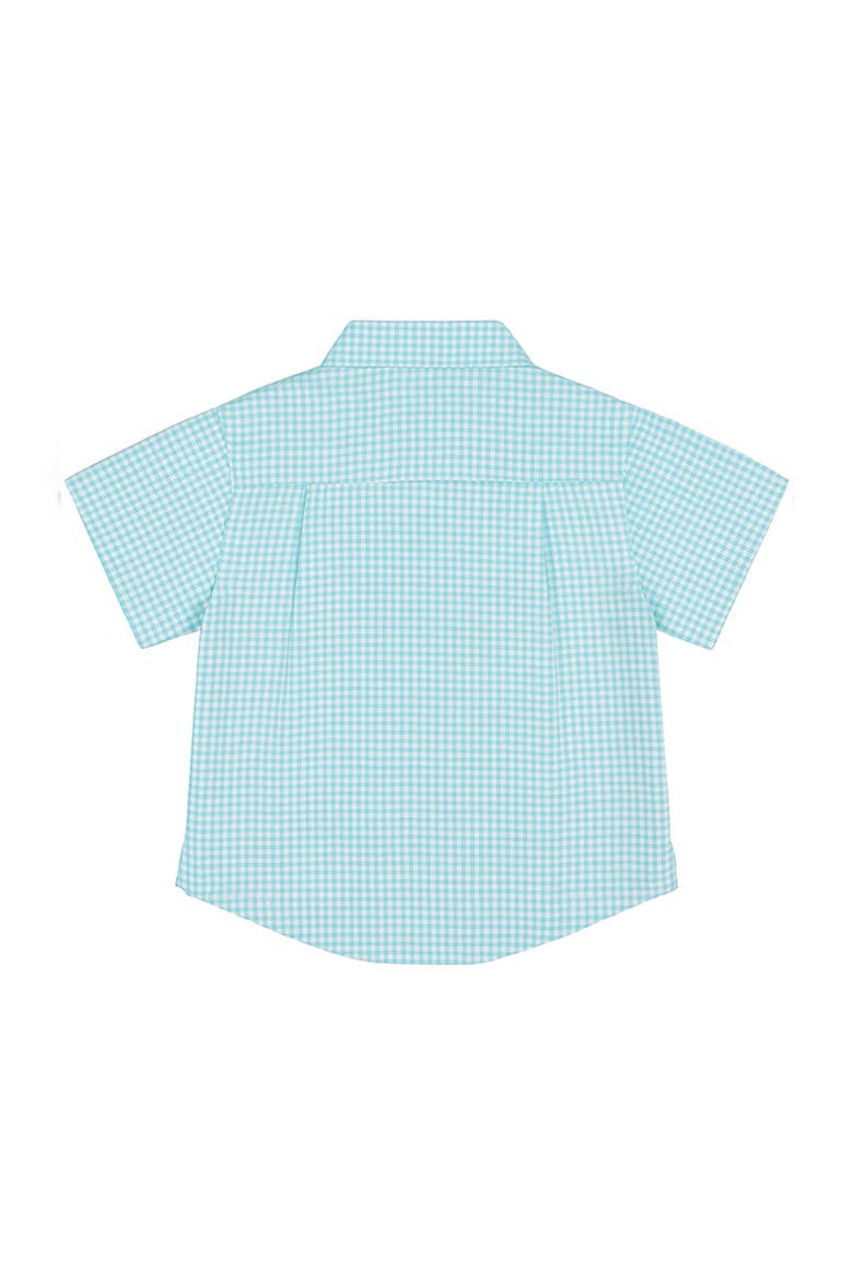 Gingham Linen Look Camp Shirt, Alternate, color, Jade/White