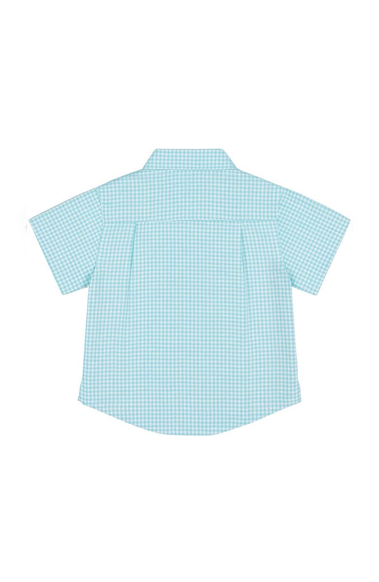 Florence Eiseman Gingham Linen Look Camp Shirt, Alternate, color, Jade/White