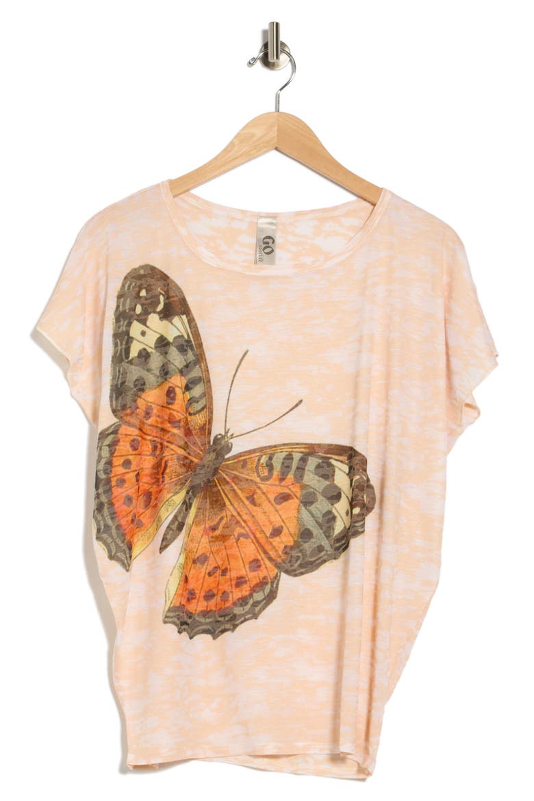 Cap Sleeve Top, Main, color, CORAL BUTTERFLY