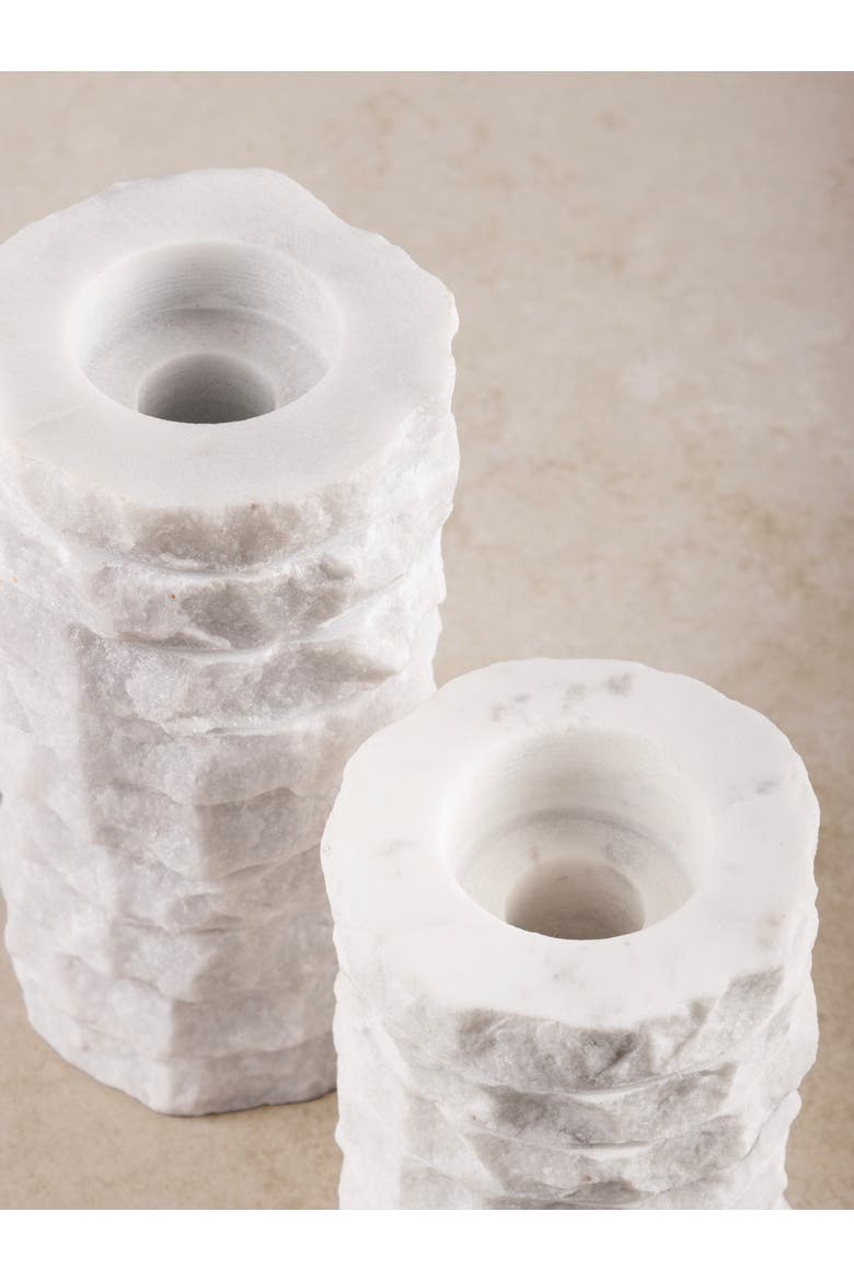 Flores Marble Taper Candle Holder, Set of 2, Alternate, color, Ivory White