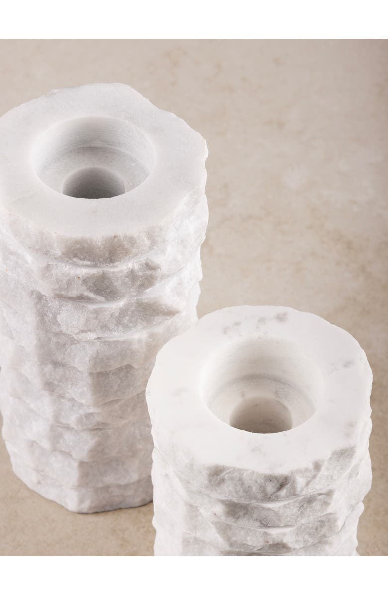 GAURI KOHLI Flores Marble Taper Candle Holder, Set of 2, Alternate, color, Ivory White