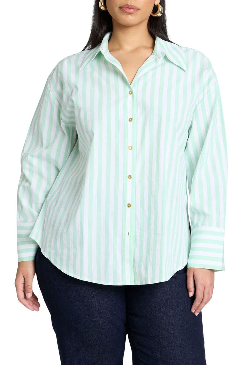 ELOQUII Stripe Button-Up Shirt, Main, color,