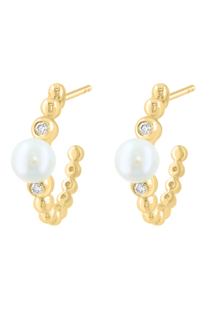 Freshwater Pearl & Diamond Earrings, Alternate, color, WHITE