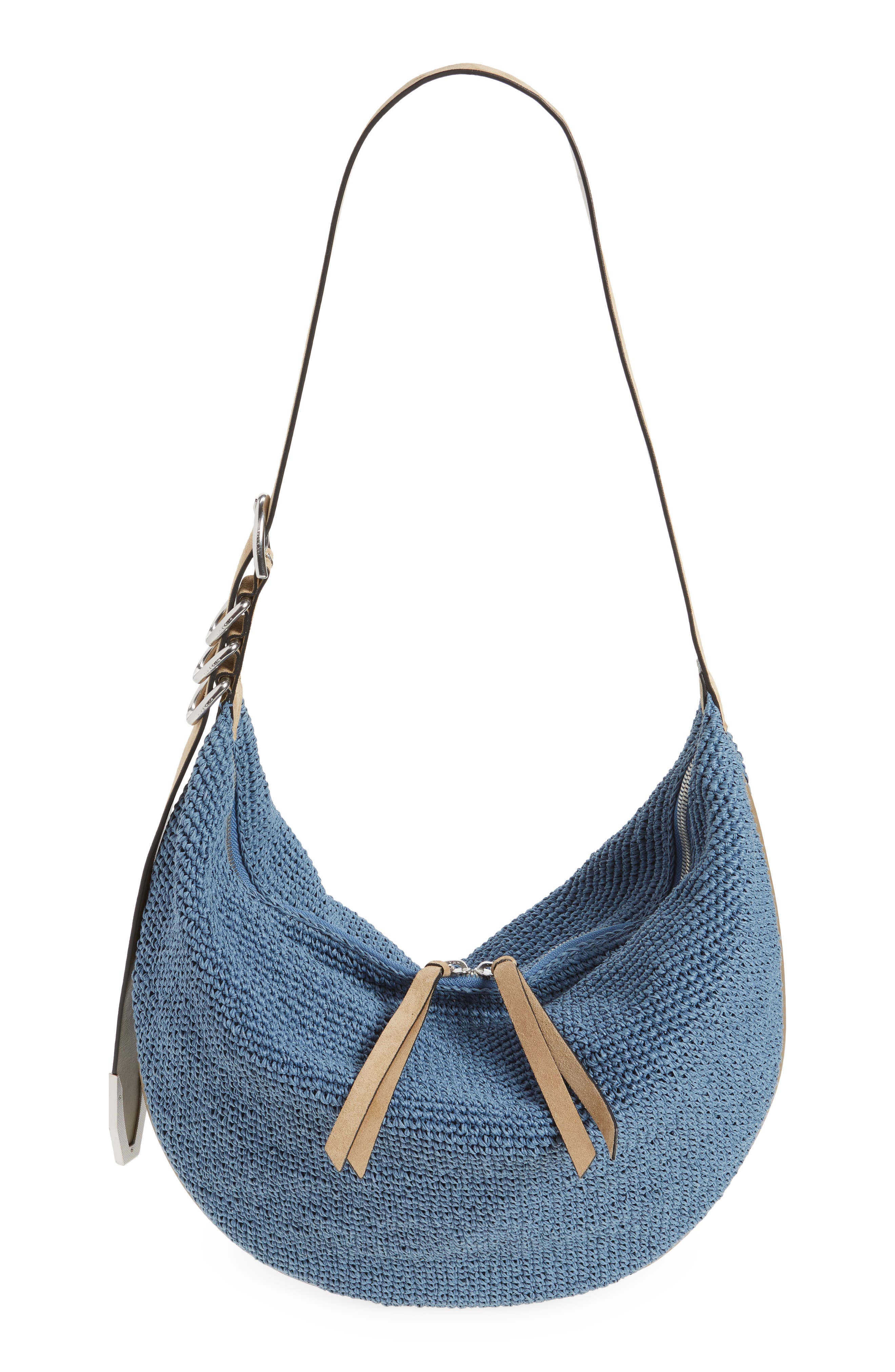Spire Straw Hobo Bag, Main, color, DENIM BLUE