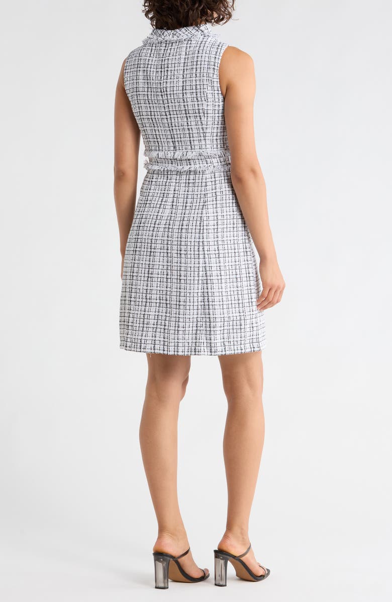 Eliza J Roll Neck A-Line Tweed Dress, Alternate, color, White Black