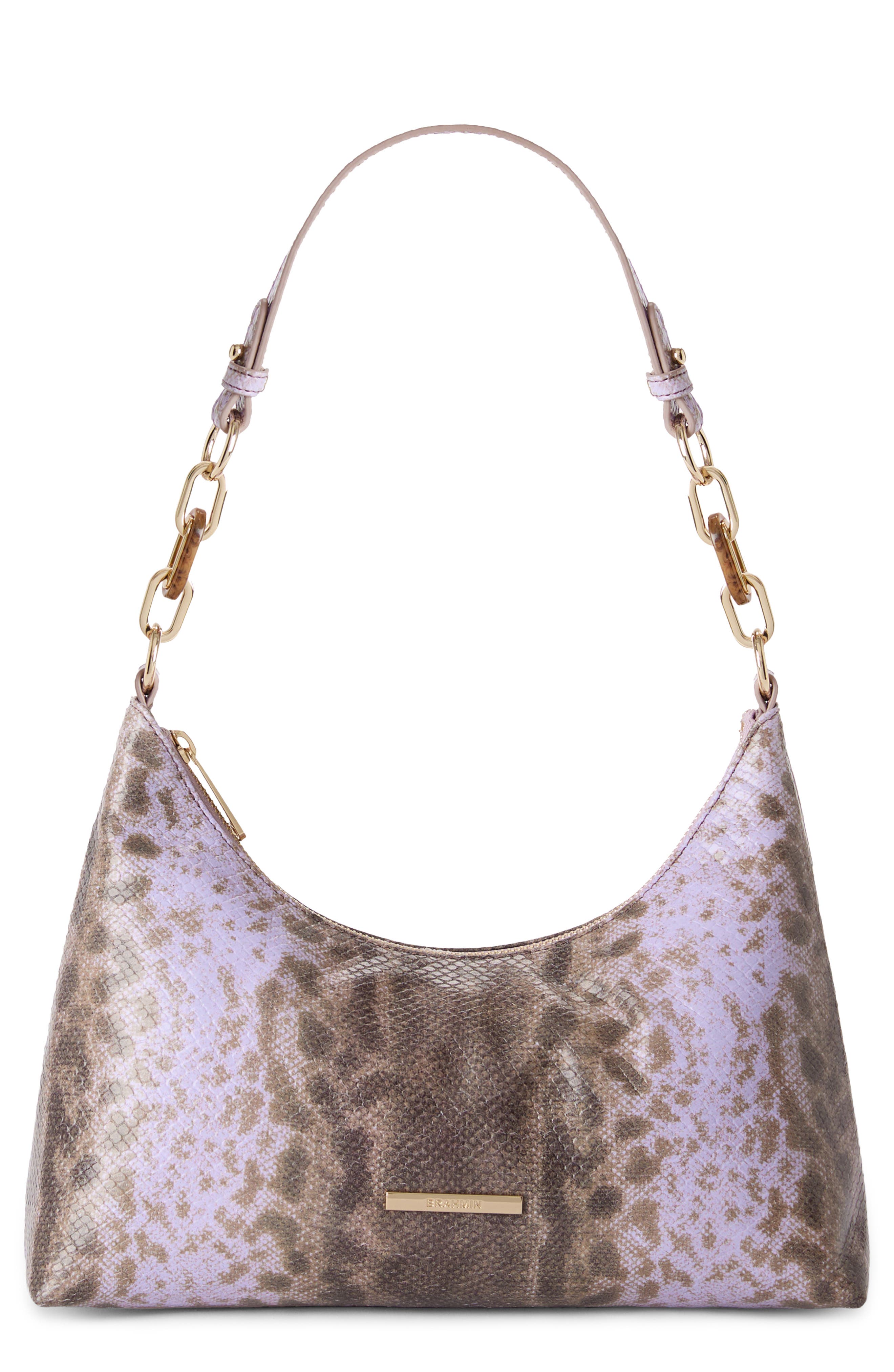 Brahmin Olivia Croc Embossed Leather Shoulder Bag, Main, color, Sheer Lavender