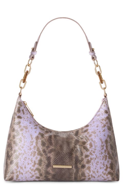 Olivia Croc Embossed Leather Shoulder Bag
