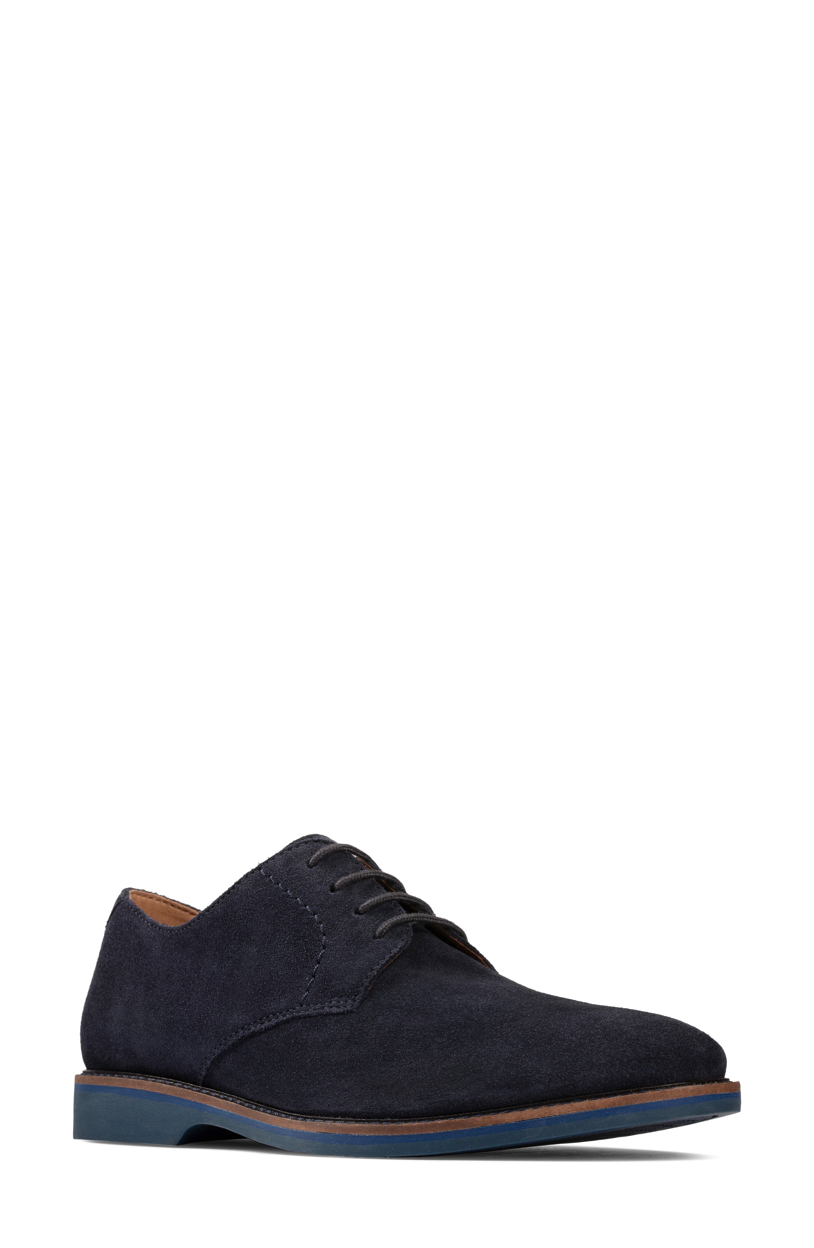 Atticus Plain Toe Derby, Main, color, NAVY SUEDE