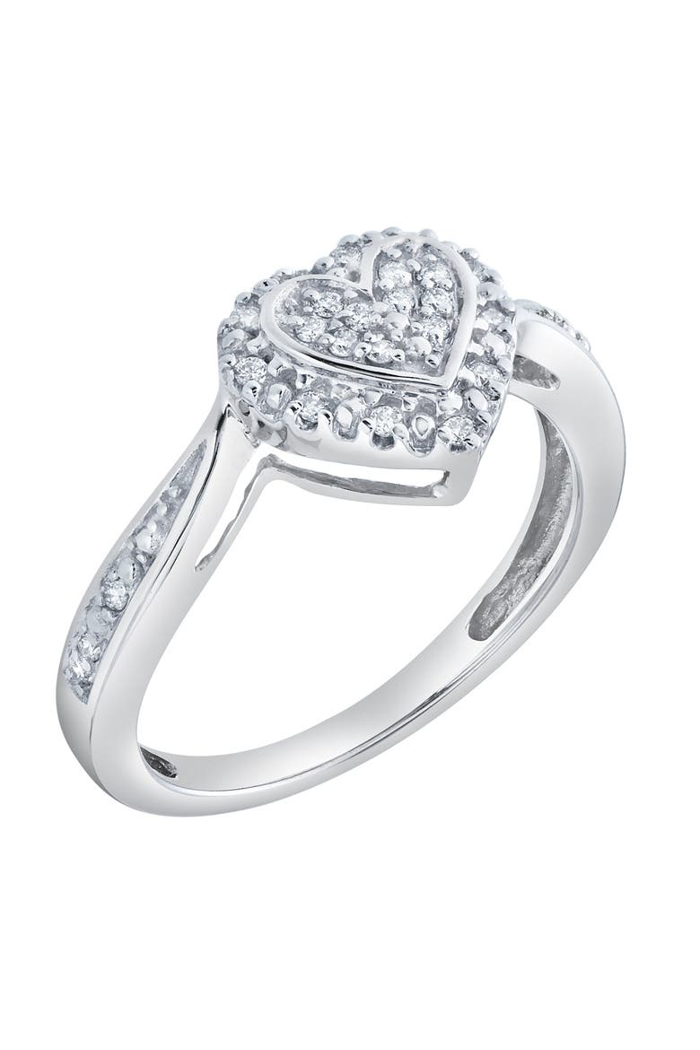 Caressa 0.15 Ct Natural Diamond Heart 10K Gold Ring, Alternate, color, 10K White Gold
