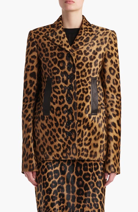 Saraphina Leopard Print Genuine Calf Hair Blazer