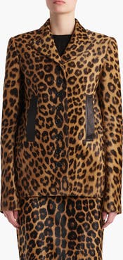 Khaite Saraphina Leopard Print Genuine Calf Hair Blazer