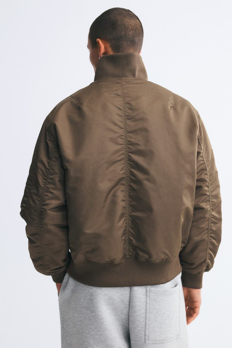Padded Bomber Jacket, Alternate, color, Dark taupe
