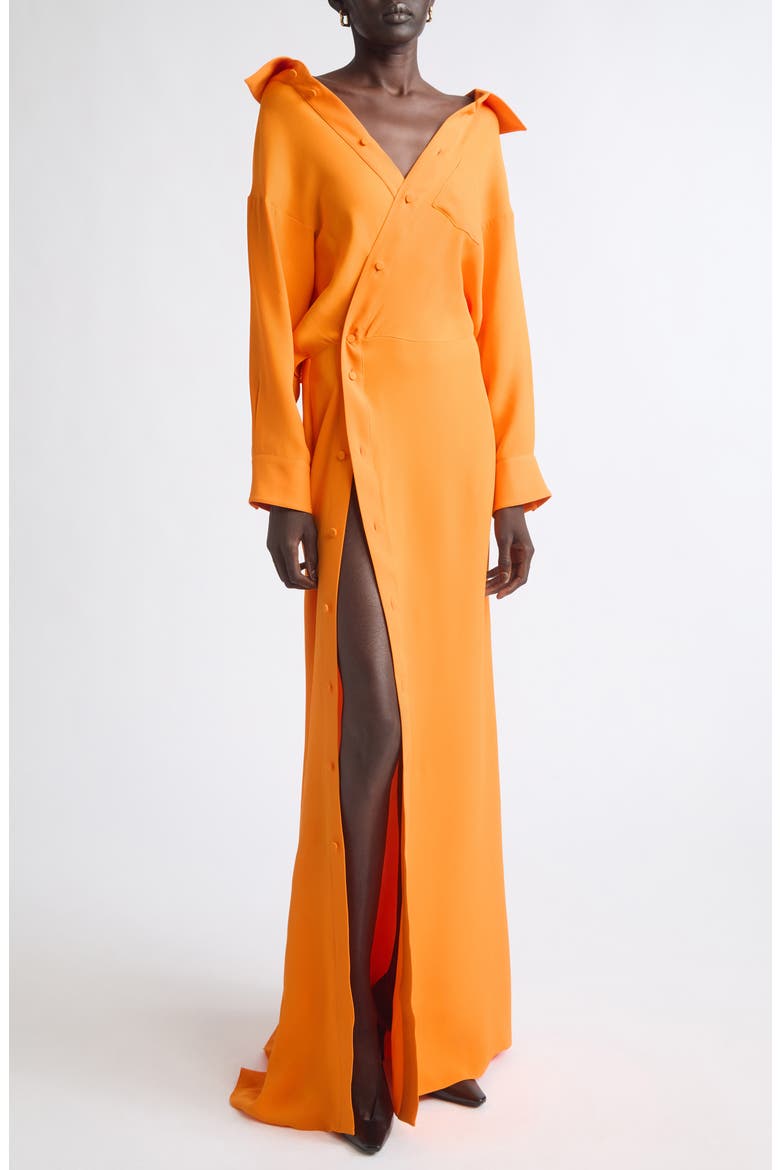 Long Sleeve Silk Cady Maxi Dress, Alternate, color, 7541 ORANGE