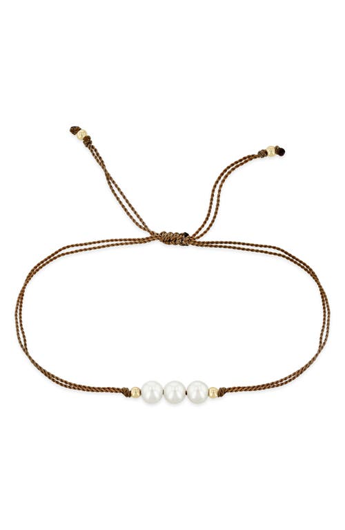 Zoë Chicco 14k Yellow Gold Cultured Freshwater Pearl Trio Cord Slider Bracelet In 14k Yellow Gold