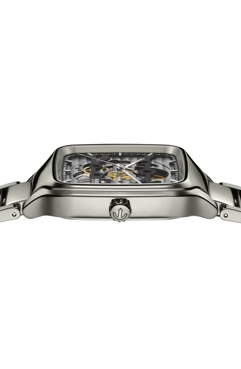 RADO True Square Automatic Skeleton Bracelet Watch, 38mm, Alternate, color, 