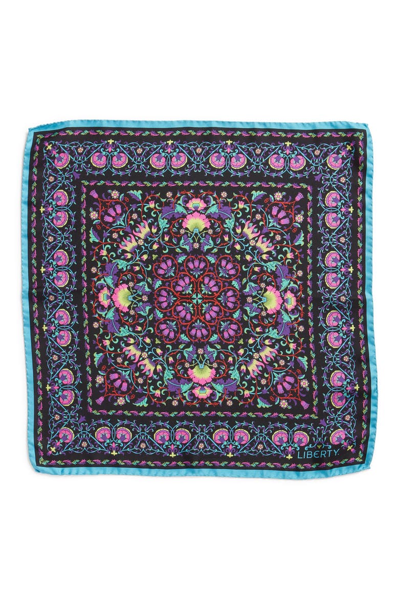 Lodden Floral Silk Scarf, Alternate, color, BLACK