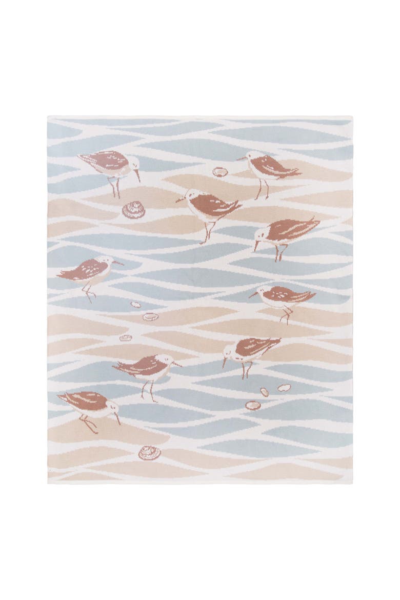 Beach Tides Sandpipers Woven Knit Throw Blanket 50" x 60", Main, color, Brown
