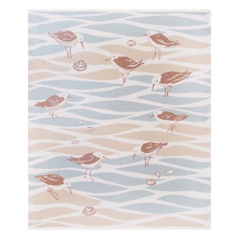 Beach Tides Sandpipers Woven Knit Throw Blanket 50" x 60"