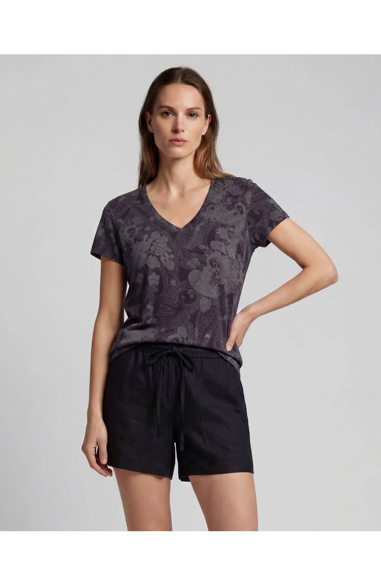 Lords of Harlech Paisley Explosion Womens V-neck Printed Top, Main, color, Paisley Explosion Black