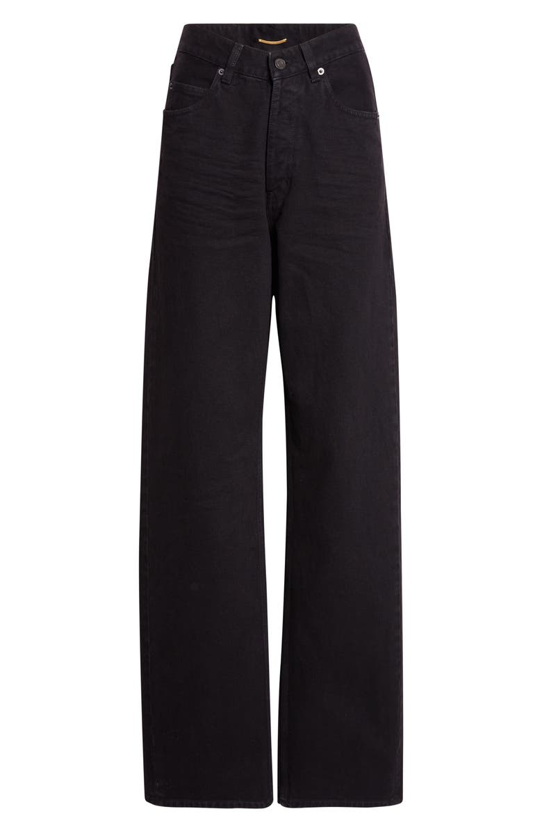 Saint Laurent V-Waist Wide Leg Jeans, Main, color, Midnight Black